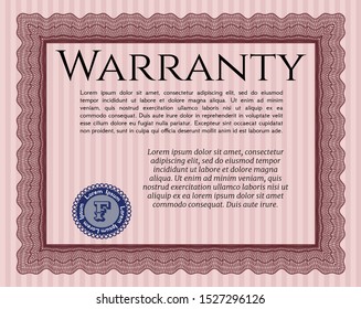 Red Warranty Certificate template. Complex background. Beauty design. Customizable, Easy to edit and change colors. 