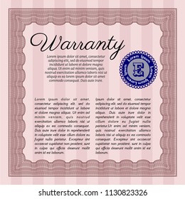 Red Warranty Certificate template. Customizable, Easy to edit and change colors. With guilloche pattern and background. Lovely design. 