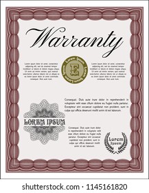 Red Warranty Certificate template. Customizable, Easy to edit and change colors. Complex background. Superior design. 