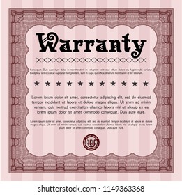 Red Warranty Certificate template. Customizable, Easy to edit and change colors. With complex background. Nice design. 