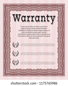 Red Warranty Certificate template. Customizable, Easy to edit and change colors. With guilloche pattern and background. Money style design. 