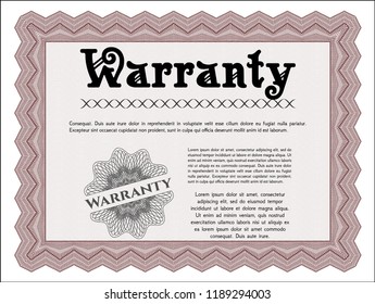 Red Warranty Certificate template. Customizable, Easy to edit and change colors. With quality background. Money design. 