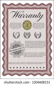 Red Warranty Certificate template. Customizable, Easy to edit and change colors. With complex background. Modern design. 