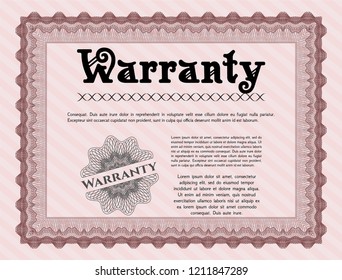Red Warranty Certificate template. Customizable, Easy to edit and change colors. With guilloche pattern. Beauty design. 