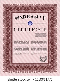 Red Warranty Certificate template. Customizable, Easy to edit and change colors. Printer friendly. Nice design. 