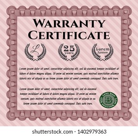 Red Warranty Certificate template. Customizable, Easy to edit and change colors. With great quality guilloche pattern. Good design. 