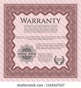 Red Warranty Certificate template. With great quality guilloche pattern. Money Pattern design. Vector illustration. 