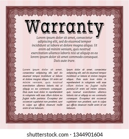 Red Warranty Certificate template. With great quality guilloche pattern. Money design. Customizable, Easy to edit and change colors. 