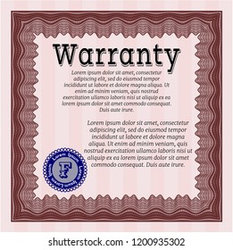 Red Warranty Certificate template. With guilloche pattern. Nice design. Customizable, Easy to edit and change colors. 