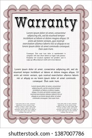 Red Warranty Certificate template. With guilloche pattern. Vector illustration. Cordial design. 