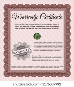 Red Warranty Certificate Template Linear Background Stock Vector ...