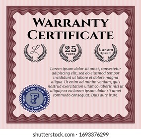 Vorlage für das Red-Warranty-Zertifikat. Mit linearem Hintergrund. Detaillierte Angaben. Perfektes Design. 