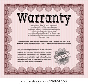 Red Warranty Certificate template. Modern design. Customizable, Easy to edit and change colors. With complex background. 