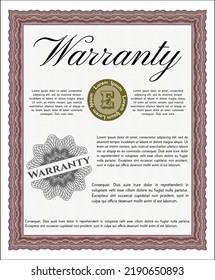 Red Warranty Certificate Template Perfect Design Stock Vector (Royalty ...