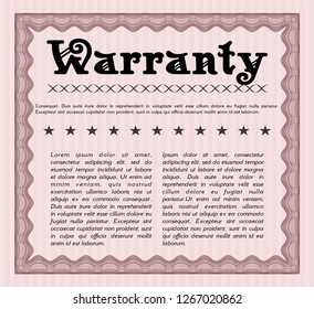 Red Warranty Certificate template. Printer friendly. Superior design. Vector illustration. 