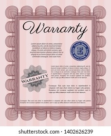 Red Warranty Certificate template. Printer friendly. Customizable, Easy to edit and change colors. Beauty design. 