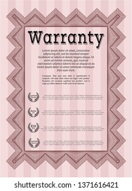Red Warranty Certificate template. Retro design. With guilloche pattern. Detailed. 