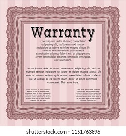 Red Warranty Certificate template. Vector illustration. Easy to print. Good design. 
