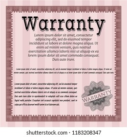 Red Warranty Certificate template. Vector illustration. Complex background. Superior design. 