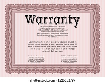 Red Warranty Certificate template. Vector illustration. Easy to print. Nice design. 