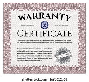 Red Warranty. With complex background. Cordial design. Customizable, Easy to edit and change colors. 