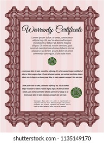 Red Warranty. With complex background. Customizable, Easy to edit and change colors. Elegant design. 