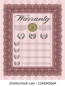 Red Warranty. With complex background. Customizable, Easy to edit and change colors. Retro design. 