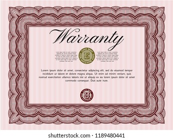 Red Warranty. With complex background. Customizable, Easy to edit and change colors. Excellent design. 