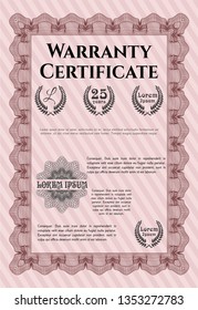Red Warranty. With complex background. Customizable, Easy to edit and change colors. Money design. 