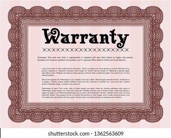 Red Warranty. With complex background. Customizable, Easy to edit and change colors. Sophisticated design. 