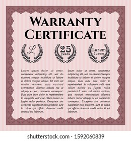 Red Warranty. With complex background. Customizable, Easy to edit and change colors. Money design. 