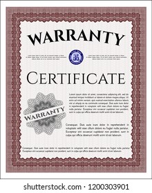 Red Warranty. With complex background. Detailed. Money design. 