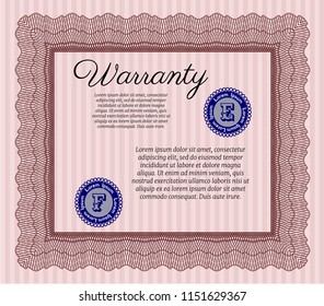 Red Warranty. With complex background. Excellent design. Vector illustration. 