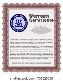 Red Warranty. Complex background. Excellent design. Vector illustration. 