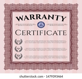 Red Warranty. With complex background. Good design. Customizable, Easy to edit and change colors. 