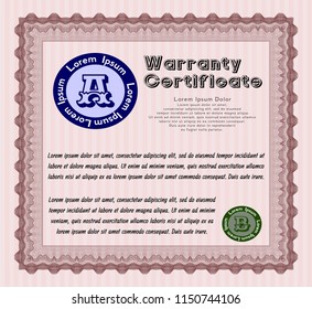 Red Warranty. Complex background. Money Pattern design. Vector illustration. 