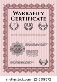 Red Warranty. Complex background. Perfect design. Vector illustration. 