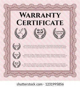 Red Warranty. Complex background. Vector illustration. Perfect design. 