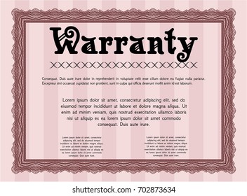 Red Warranty. Complex background. Vector illustration. Cordial design. 