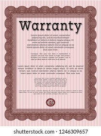 Red Warranty. With complex linear background. Cordial design. Customizable, Easy to edit and change colors. 