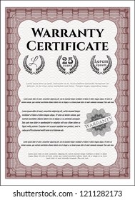 Red Warranty. Cordial design. Detailed. With linear background. 