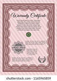 Red Warranty. Customizable, Easy to edit and change colors. With guilloche pattern. Artistry design. 