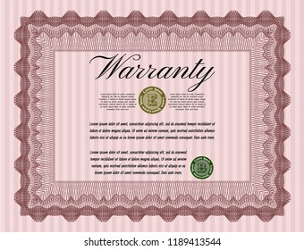 Red Warranty. Customizable, Easy to edit and change colors. With quality background. Retro design. 