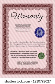 Red Warranty. Customizable, Easy to edit and change colors. Complex background. Money design. 