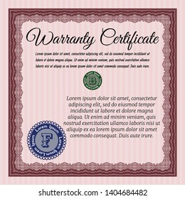 Red Warranty. Customizable, Easy to edit and change colors. With complex linear background. Beauty design. 