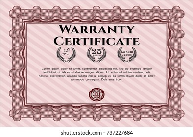 Red Warranty. Customizable, Easy to edit and change colors. With background. Money style design. 