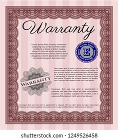 Red Warranty. Detailed. With background. Elegant design. 