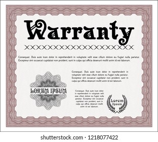 Red Warranty. Detailed. Complex background. Nice design. 