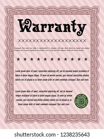 Red Warranty. Detailed. With complex linear background. Modern design. 