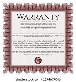 Red Warranty. Detailed. With linear background. Beauty design. 